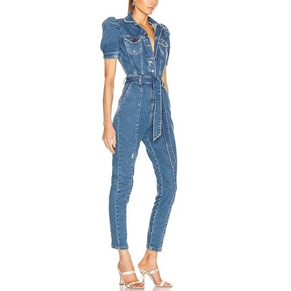 Retrofete Tori Denim Jean Jumpsuit - Size M - Like New - Medium Wash Blue - Picture 14 of 15